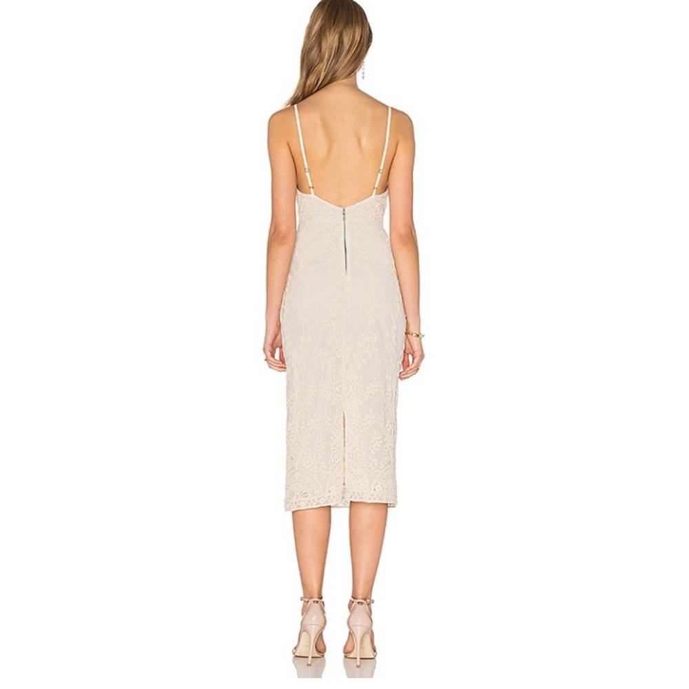 Alice and Olivia Ira Cream embroidered dress